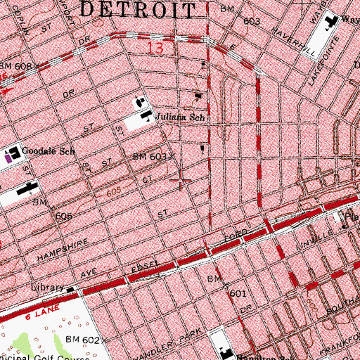 Topographic Map of Lord of Lords Baptist Church, MI
