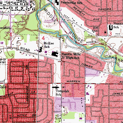 Topographic Map of Lutheran High School-Westland, MI