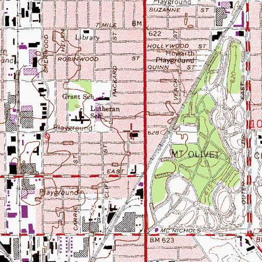 Topographic Map of M L Winans Academy of Performing Arts, MI