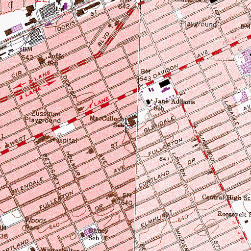 Topographic Map of MacCulloch Elementary School, MI