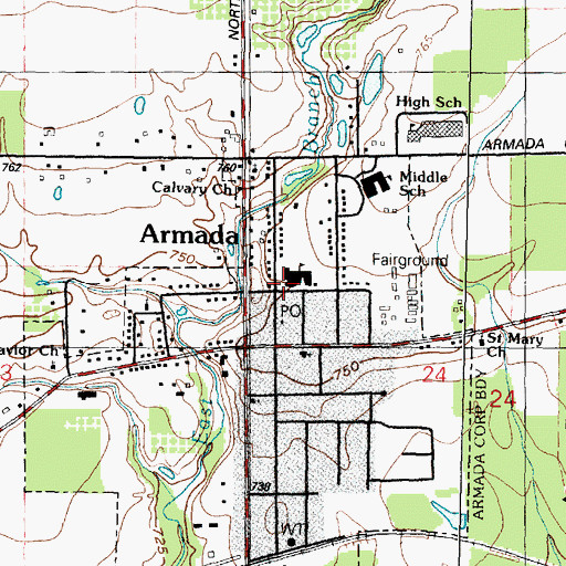 Topographic Map of Macomb Academy of Arts and Science, MI