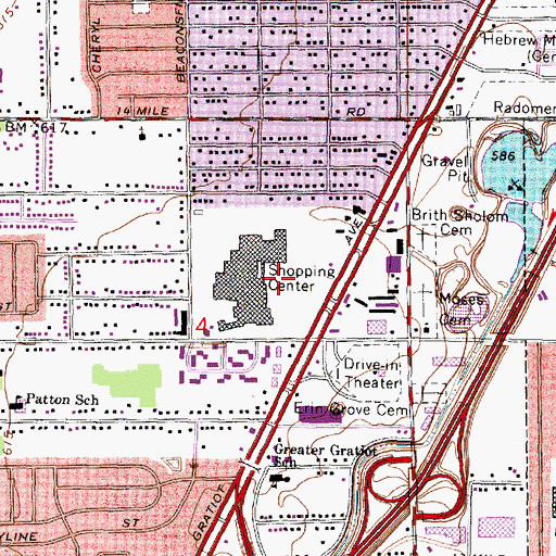 Topographic Map of Macomb Mall Shopping Center, MI