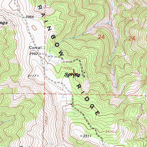 Topographic Map of Rainbow Ridge, CA