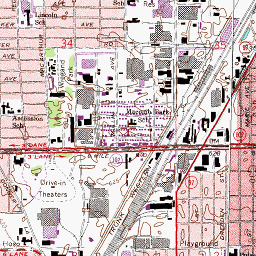 Topographic Map of Macomb Park Center, MI