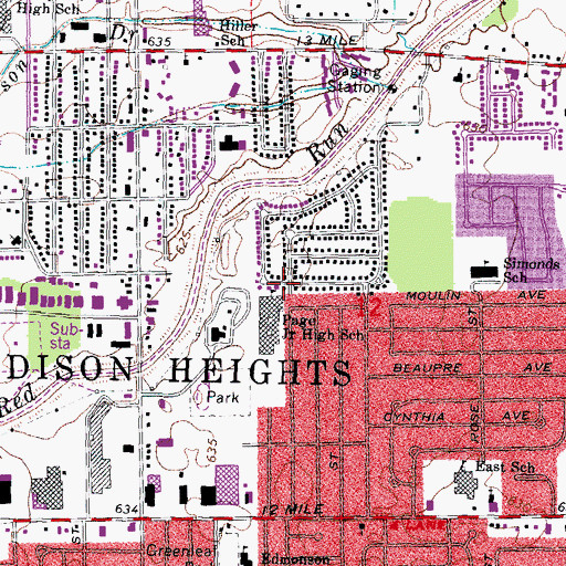 Topographic Map of Madison Shopping Center, MI