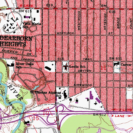 Topographic Map of Mae C Jemison Academy, MI