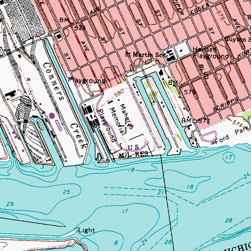 Topographic Map of Maharas Gentry School, MI