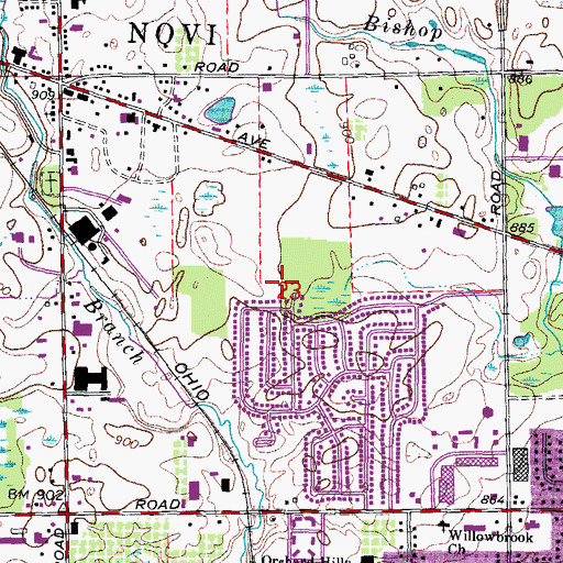 Topographic Map of Main Street Novi Shopping Center, MI