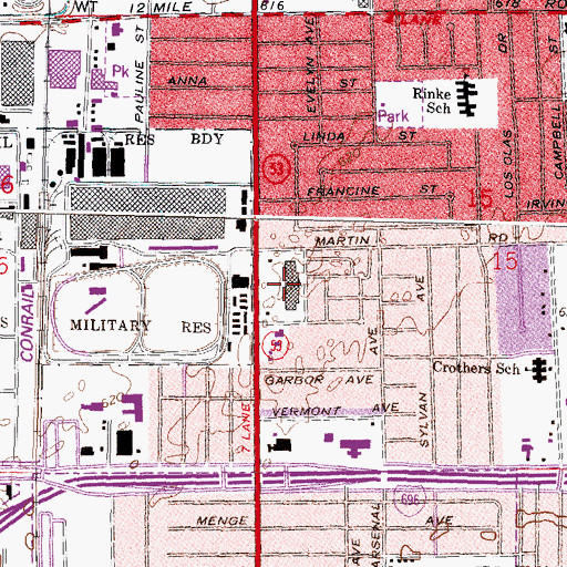 Topographic Map of Majestic Plaza Shopping Center, MI