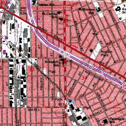 Topographic Map of Malcolm X Academy, MI