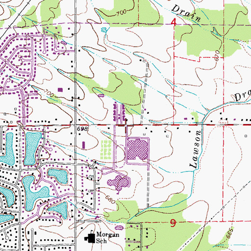 Topographic Map of Malow Junior High School, MI