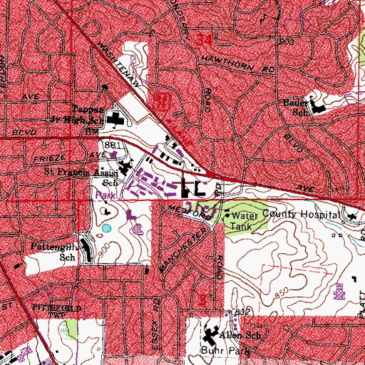 Topographic Map of Manchester Medical Building, MI