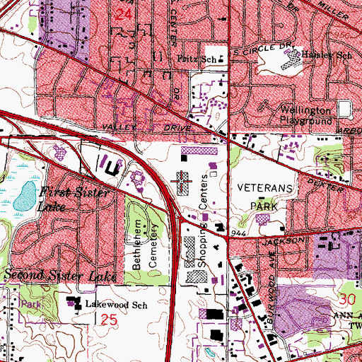 Topographic Map of Maple Village Shopping Center, MI