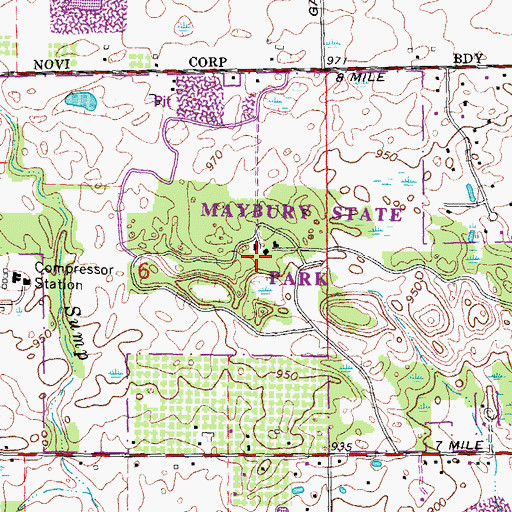 Topographic Map of Marbury State Park, MI