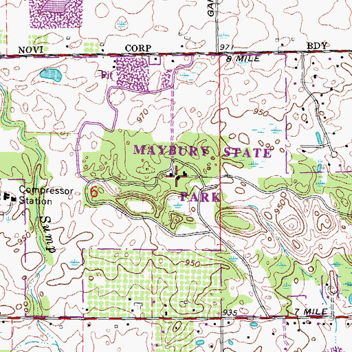 Topographic Map of Marbury State Park Headquarters, MI