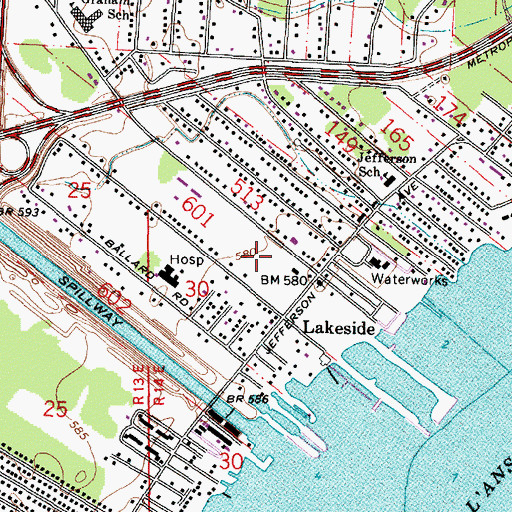 Topographic Map of Mariner's Pointe Shopping Center, MI