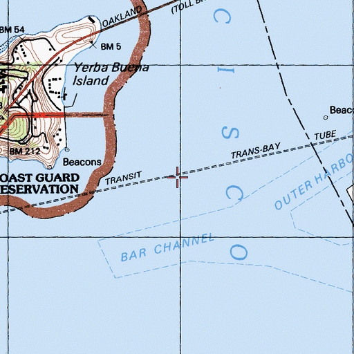 Topographic Map of Rapid Transit Trans-Bay Tube, CA