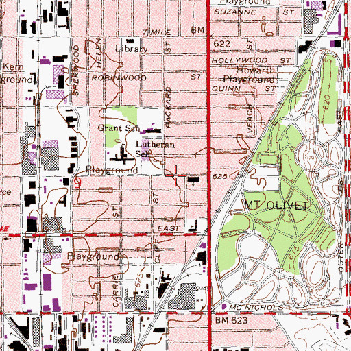 Topographic Map of Marvin L Winans Academy of Performing Arts, MI