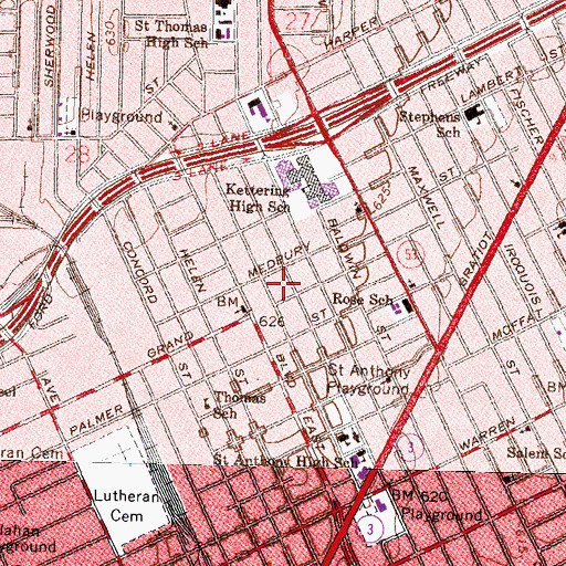 Topographic Map of Mary M Rose Elementary School, MI