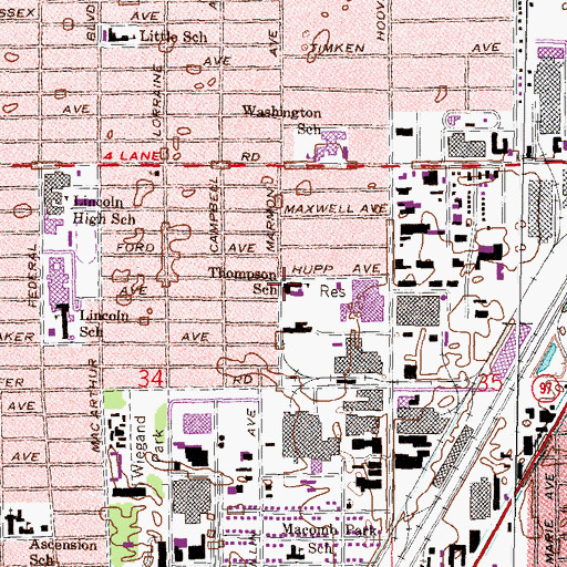 Topographic Map of Max Thompson for Elementary School, MI