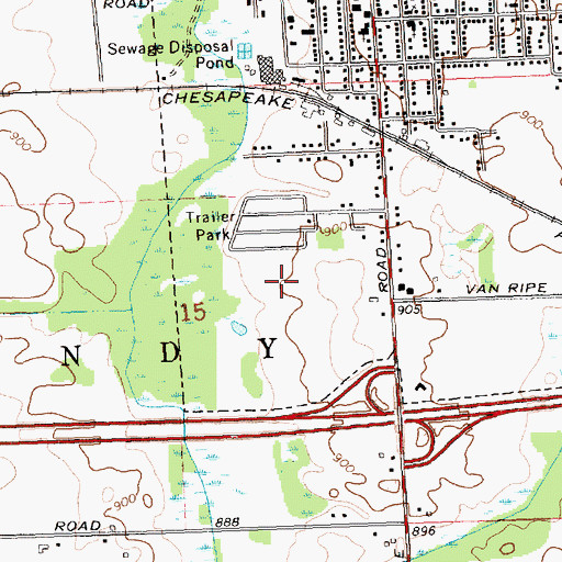 Topographic Map of McAuley-McPherson Family Care Center, MI