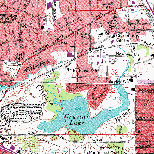 Topographic Map of McCarroll Center, MI