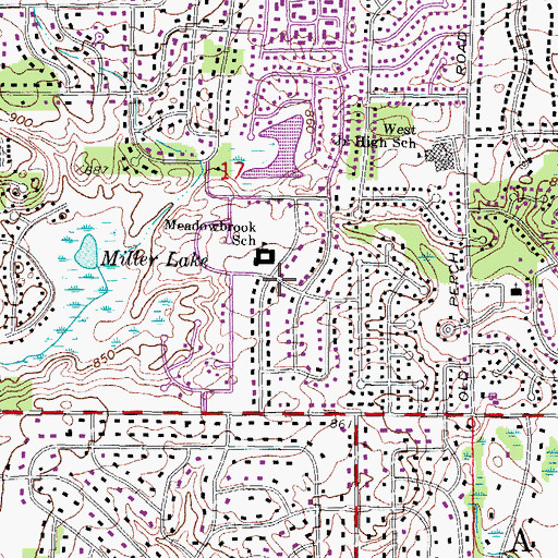 Topographic Map of Meadow Brook Elementary School, MI