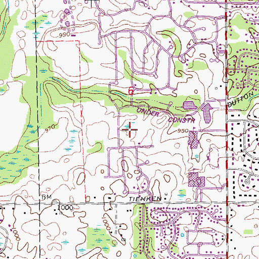 Topographic Map of Meadowbrook Village Mall Shopping Center, MI