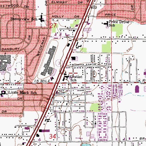 Topographic Map of Media Play-ABC Warehouse Shopping Center, MI