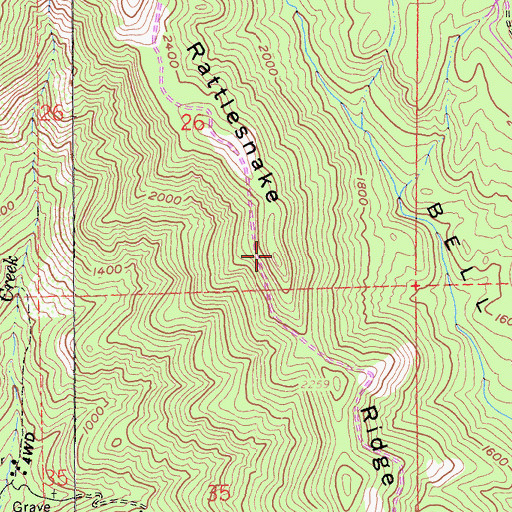 Topographic Map of Rattlesnake Ridge, CA