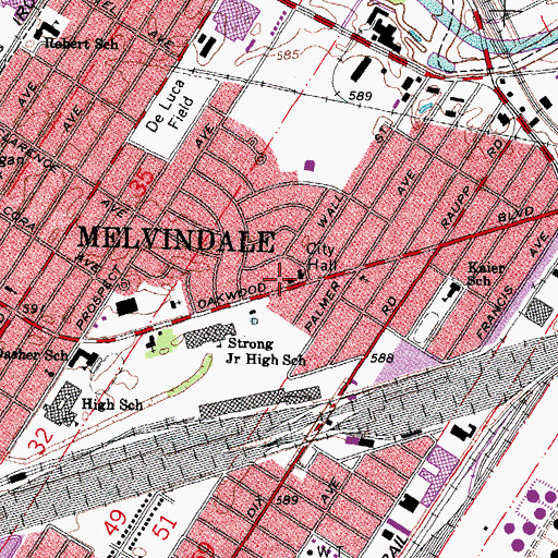 Topographic Map of Melvindale Fire Department, MI