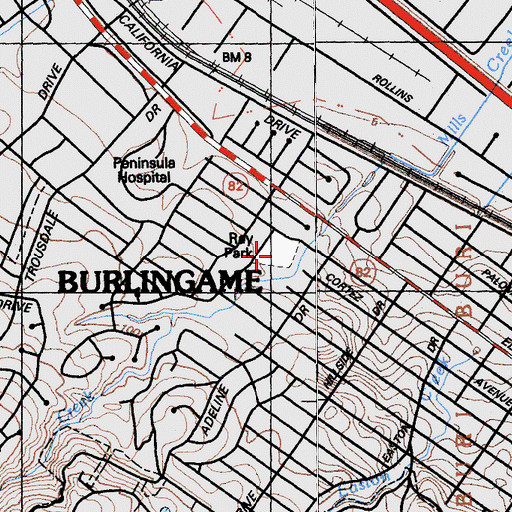 Topographic Map of Ray Park, CA