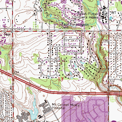 Topographic Map of Merchants Marketplace Shopping Center, MI