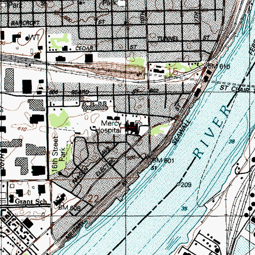 Topographic Map of Saint Joseph Mercy Hospital, MI
