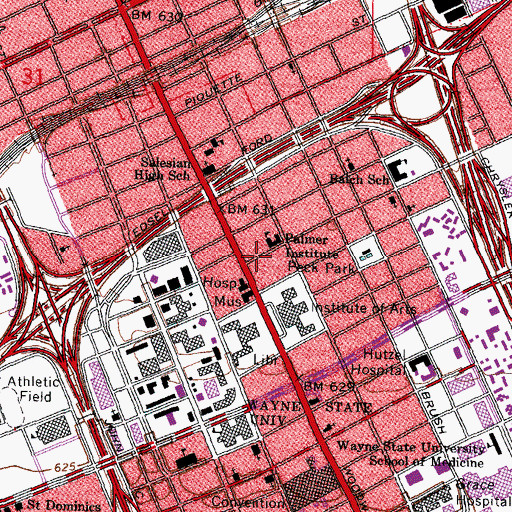 Topographic Map of Merrill-Palmer Institute, MI