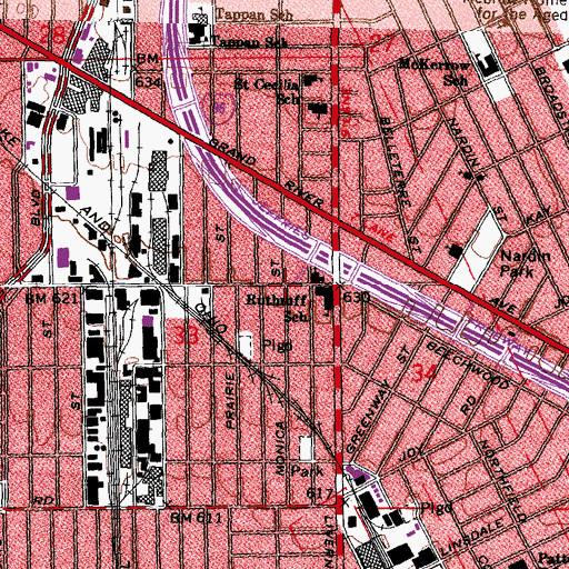 Topographic Map of Messiah Missionary Baptist Church of Detroit, MI