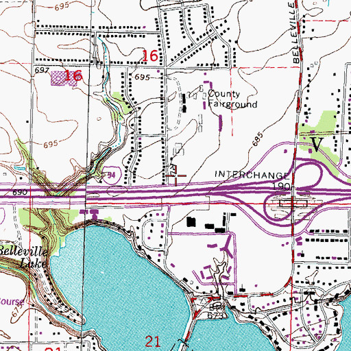 Topographic Map of Metro Baptist School, MI