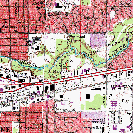 Topographic Map of Metro Place Center Shopping Center, MI