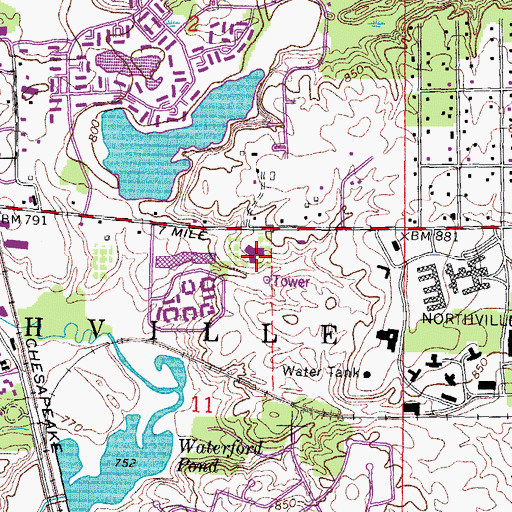 Topographic Map of Michigan State Police Post Number 2, MI