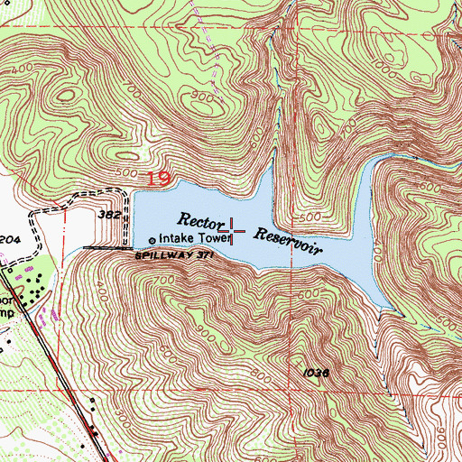 Topographic Map of Rector Reservoir, CA