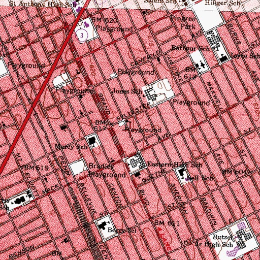Topographic Map of Miles Fellowship Baptist Church, MI