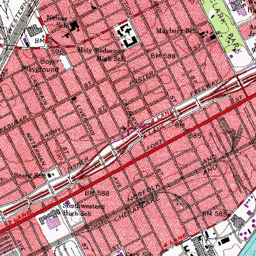 Topographic Map of Military Avenue Church, MI