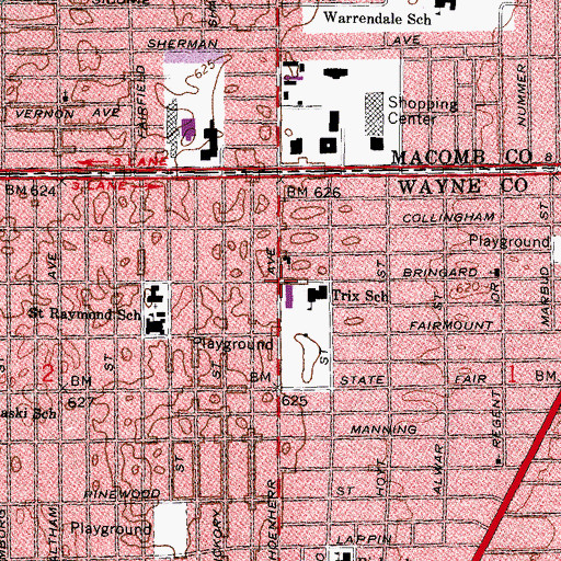 Topographic Map of Miracle Tabernacle Church of God in Christ, MI