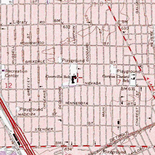 Topographic Map of Missionary Temple Christian Methodist Episcopal Church, MI