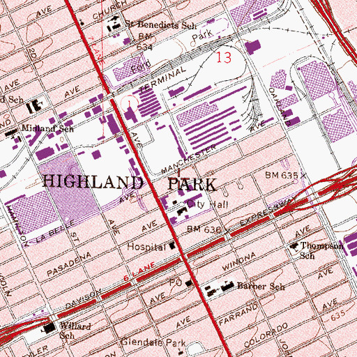 Topographic Map of Model T Plaza Shopping Center, MI