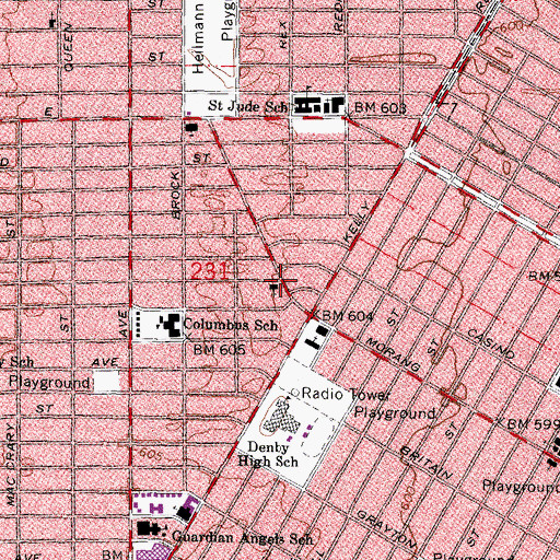 Topographic Map of Morange Street Mission, MI