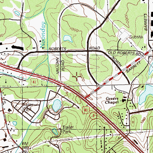 Topographic Map of Barrett Crosssing Shopping Center, GA