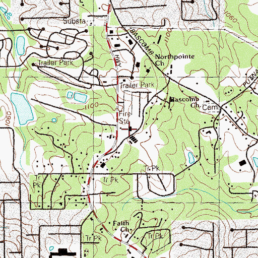 Topographic Map of Cherokee County Station 1 Oak Grove Fire Station, GA