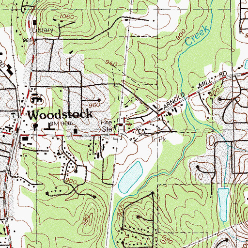 Topographic Map of Woodstock Fire Department Station 14, GA