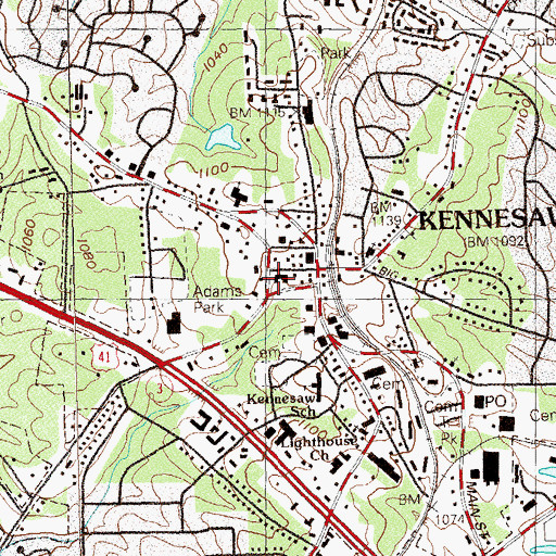 Topographic Map of Kennesaw Police Department, GA